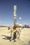 An alien waiting for the bus